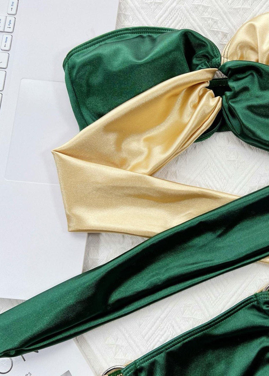 Verona - Two-Tone Satin Bandeau Bikini Set
