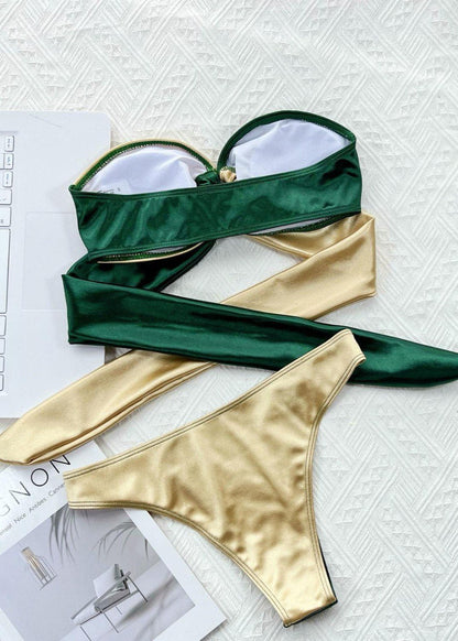 Verona - Two-Tone Satin Bandeau Bikini Set
