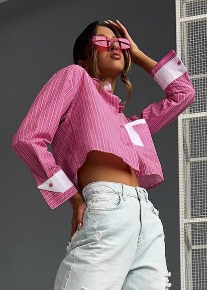 Faye Striped Cropped Shirt – Pink Power Look