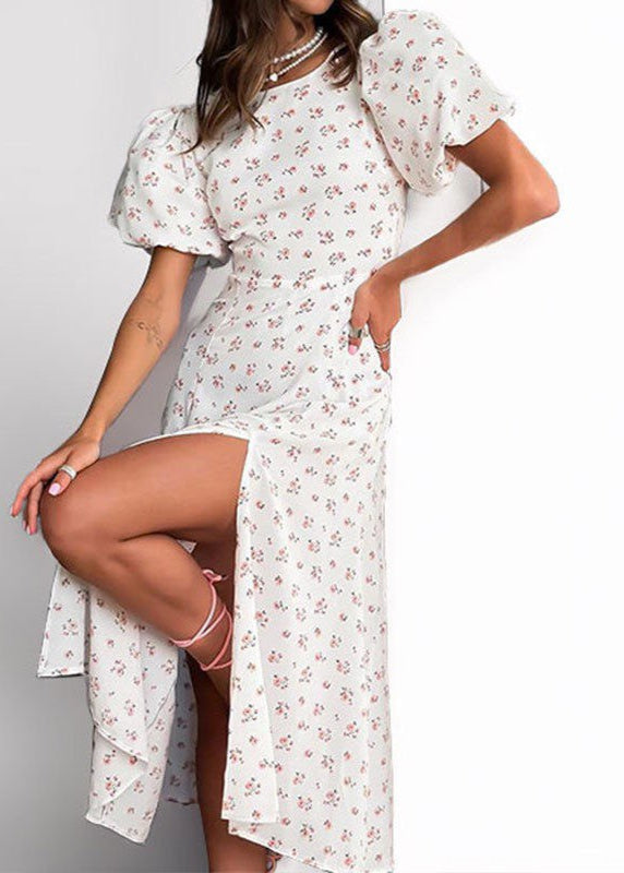 Blush Petal Cutout Puff Sleeve Dress