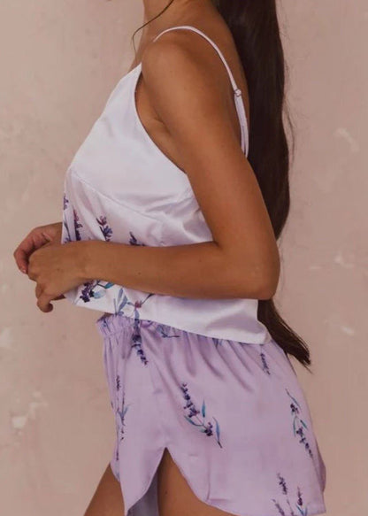 Lavender Bloom - Two-Piece Camisole and Shorts Set