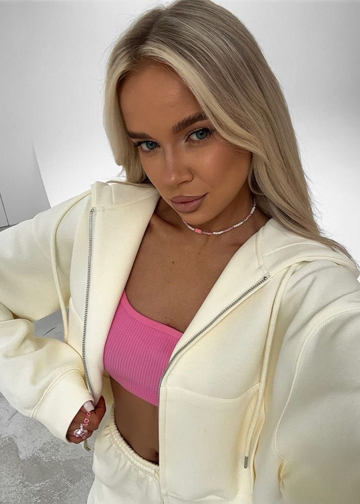 Vanilla Move - Hoodie & High-Rise Lounge Shorts Set