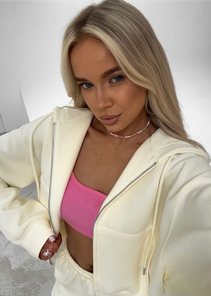 Vanilla Move - Hoodie & High-Rise Lounge Shorts Set