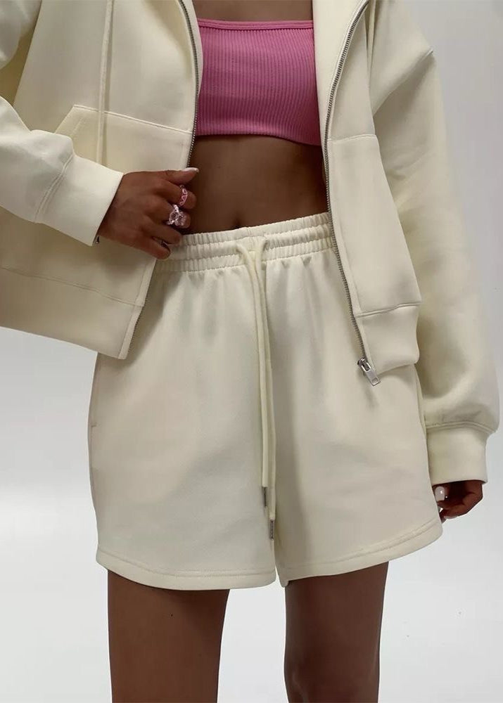 Vanilla Move - Hoodie & High-Rise Lounge Shorts Set