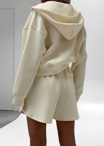 Vanilla Move - Hoodie & High-Rise Lounge Shorts Set