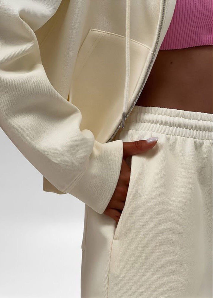 Vanilla Move - Hoodie & High-Rise Lounge Shorts Set