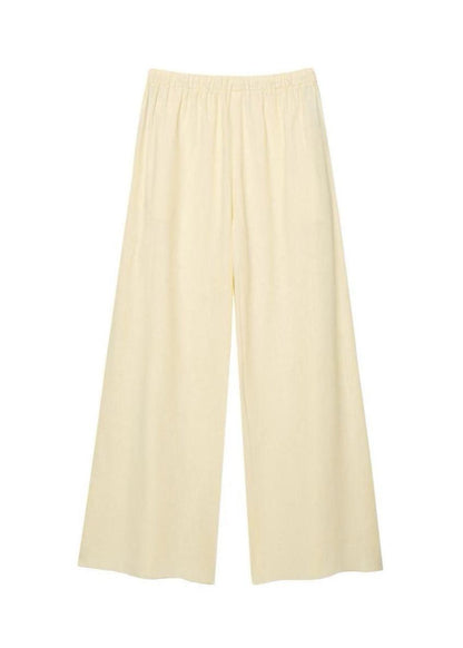 Limonetta - Scalloped Tie-Front Blouse & Wide-Leg Pants Set