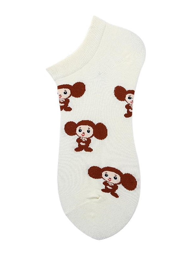 Anckle Socks Low Cut Socks Outdoor Office Work Animal Patterned Spandex Nylon Cotton Basic Casual Classic 1 Pair for Women