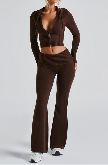 María Paula Knit Hoodie - Chocolate