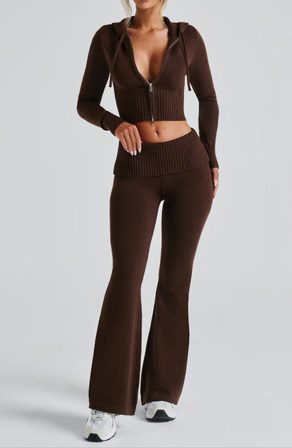 María Paula Knit Hoodie - Chocolate
