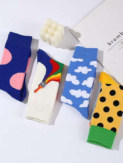 Crew Socks Home Office Daily Spandex Nylon Cotton Basic Casual Classic Warm Elastic 1 Pair for Women