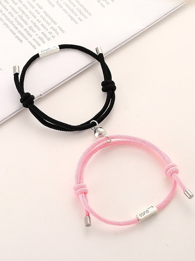 1 Pair Couple's Bracelet Magnetic Adjustable Romantic Series Love Simple Rope Bracelet Jewelry Milan For Gift for Women