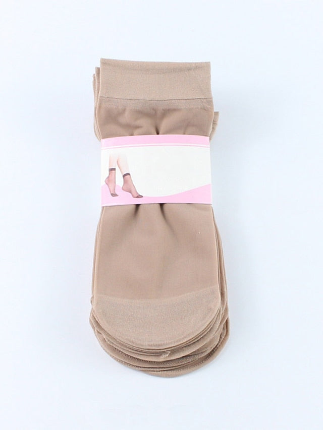 Daily 10 Pairs Anckle Socks Low Cut Socks Home Work Daily Solid Color Polyester Spandex Simple Casual for Women