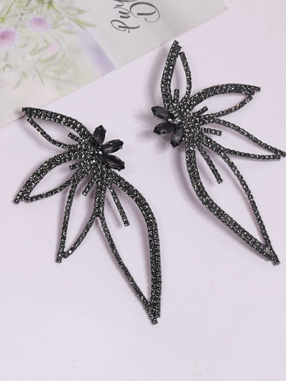 1 Pair Rhinestone Alloy Leaf Statement Earrings For Party Evening Daily for Women