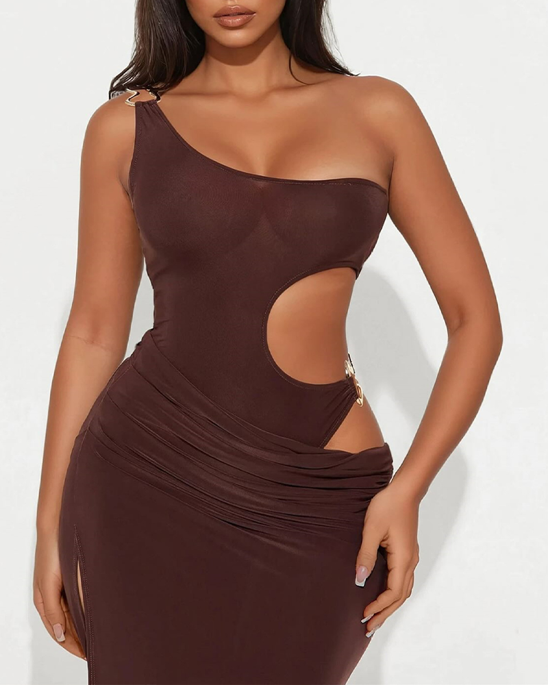 Slim Sexy Hollow One Shoulder Dress