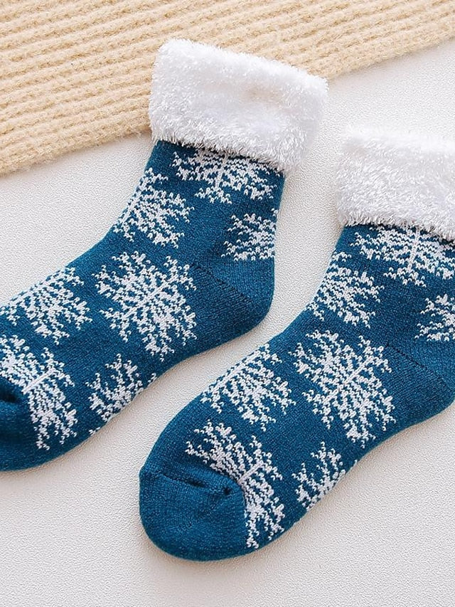Crew Socks Thick Winter Warm Socks Home Christmas Work Polyester Spandex Nylon Basic Casual Warm Elastic Casual 1 Pair for Women
