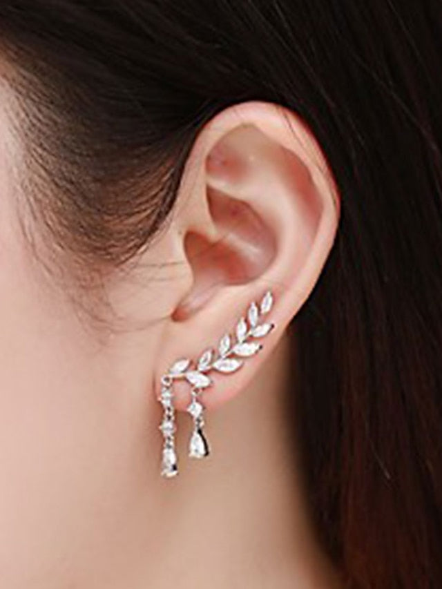 1 Pair Stud Earrings Dangle Earrings For Cubic Zirconia Wedding Gift Daily Alloy Leaf for Women