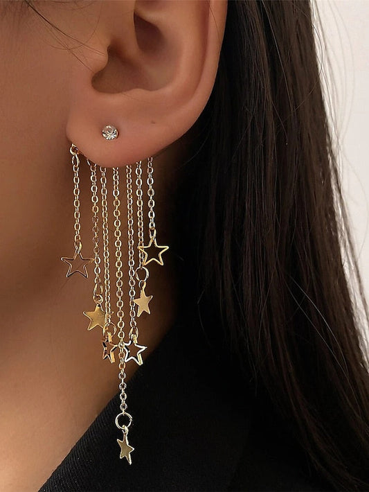 1 Pair Drop Earrings For Party Evening Gift Prom Alloy Tassel Fringe Star for Women