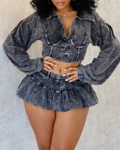 Slim Fit Mini Skirt Suit