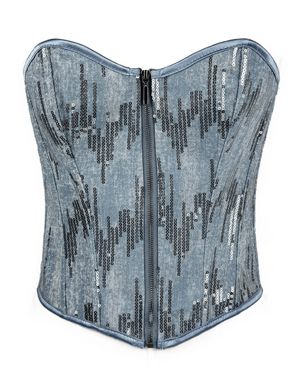 Sequins Denim Corset