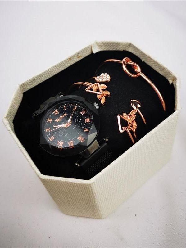 Quartz Watch With Bracelets 5pcs Set for Women