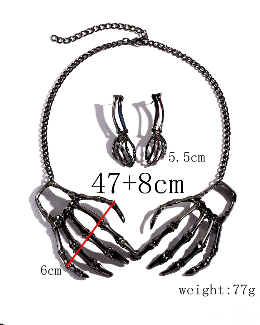 Skeleton Hand Pendant Necklace Set