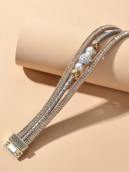 Rhinestone Decor Layered Bracelet for Women
