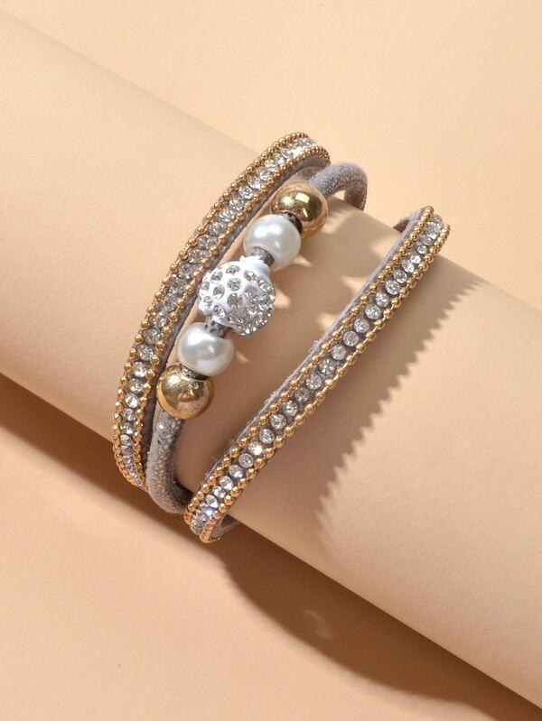 Rhinestone Decor Layered Bracelet for Women