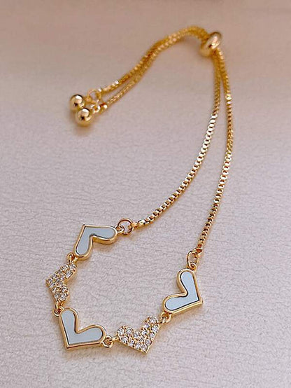 Rhinestone Heart Decor Bracelet for Women