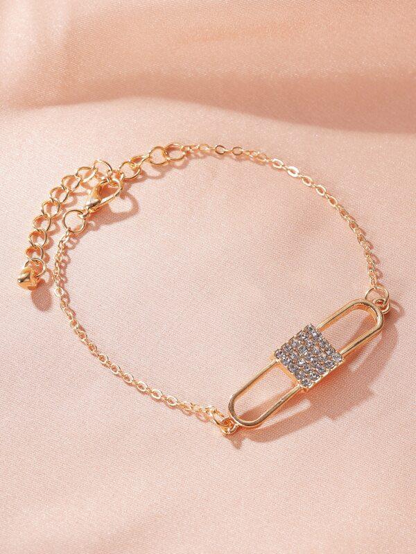 Rhinestone Lock Decor Chain Bracelet for Women