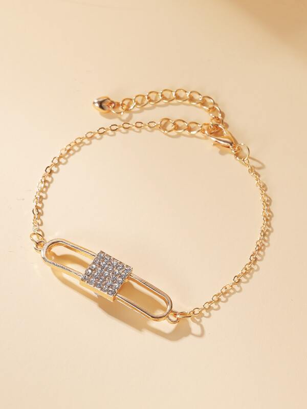 Rhinestone Lock Decor Chain Bracelet for Women