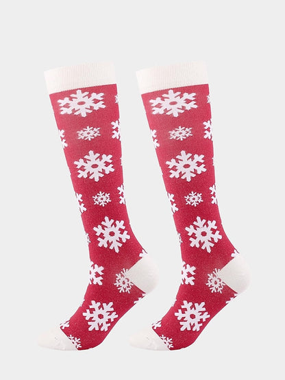 Unisex Knee High Socks Christmas Gift Cycling / Bike Multi Color Spandex Nylon Sporty Casual Classic Warm Cute Sports 1 Pair for Women