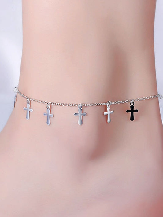 Ankle Bracelet Stylish Simple Body Jewelry For Daily Date Classic Alloy Cross Silver Gold 1PC for Women
