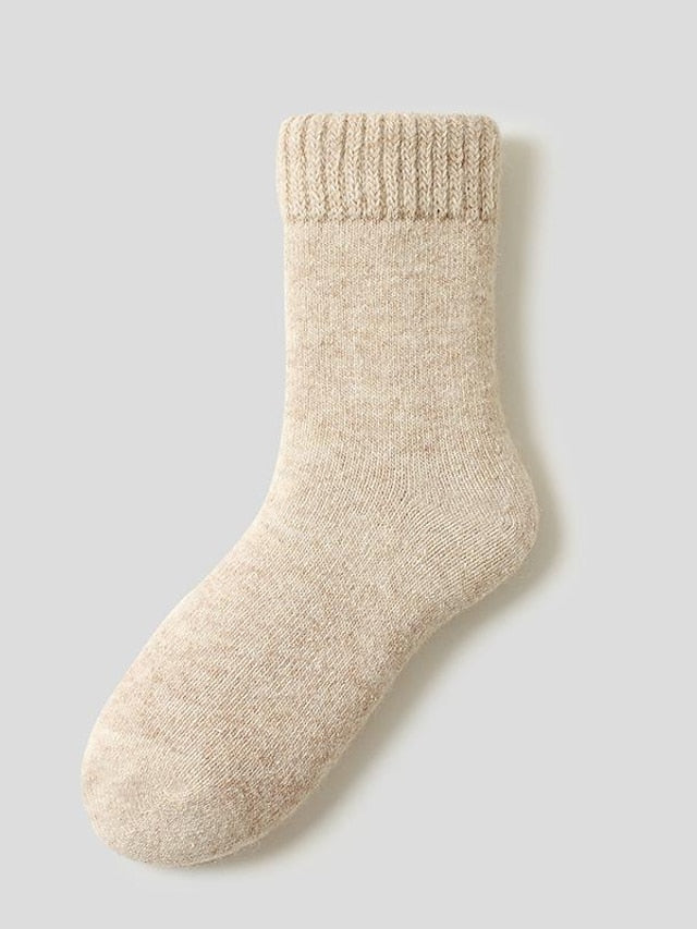 Crew Socks Thick Winter Warm Socks Home Office Work Solid Color Wool Spandex Nylon Basic Casual Classic Warm Casual 1 Pair for Women