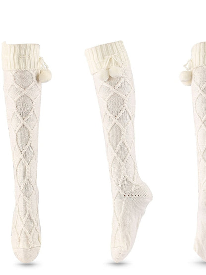 Knee High Socks Home Daily Holiday Solid Color Polyester Spandex Basic Classic Warm Cute 1 Pair for Women
