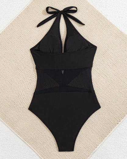 Starfish Mesh Stitching Halterneck Bikini