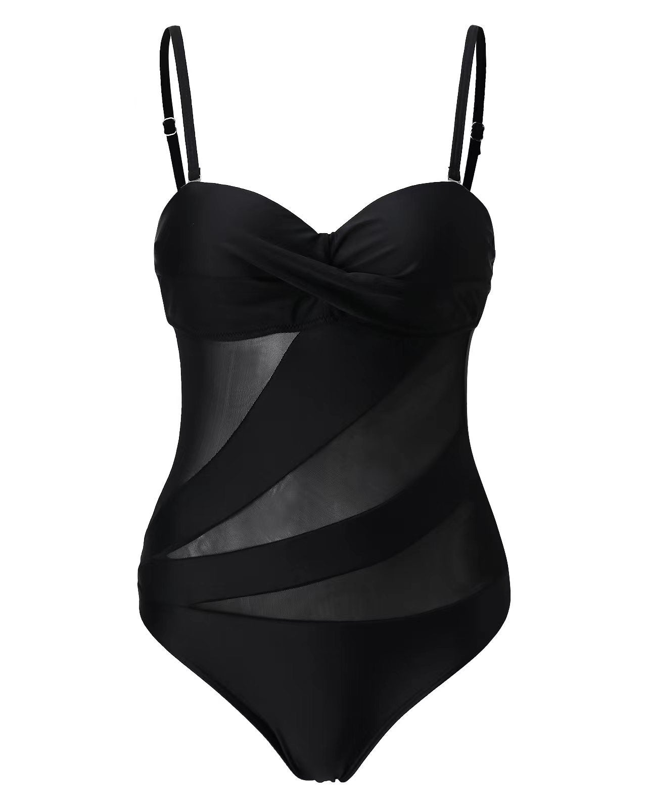 Mesh Stitching Hollow One-Piece Bikini Swimsuit