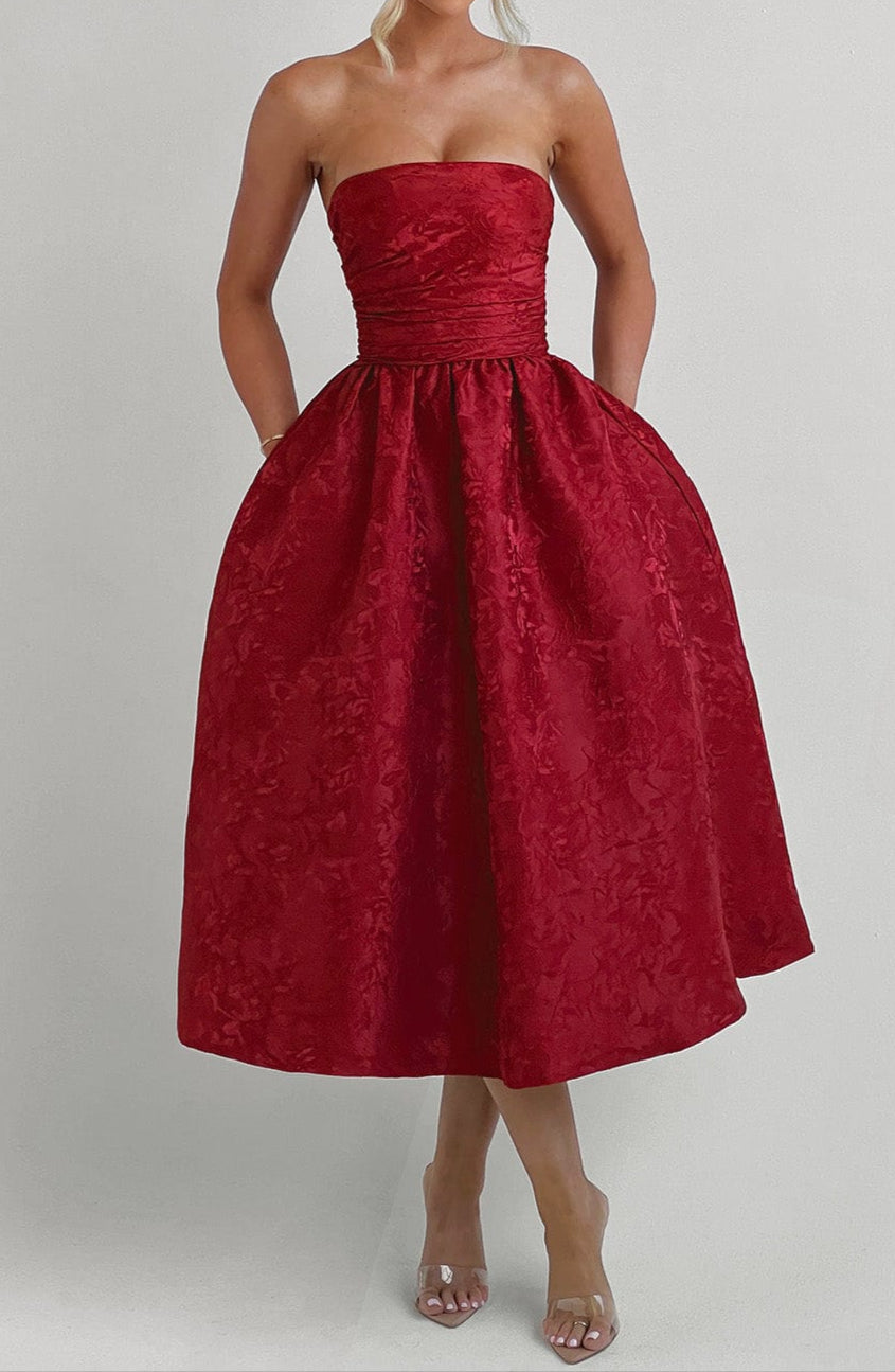 Isotta Midi Dress - Red