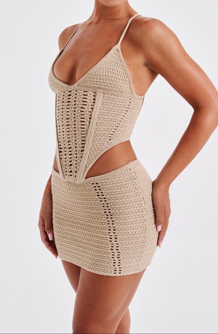 Giuditta Top & Skirt Set - Beige