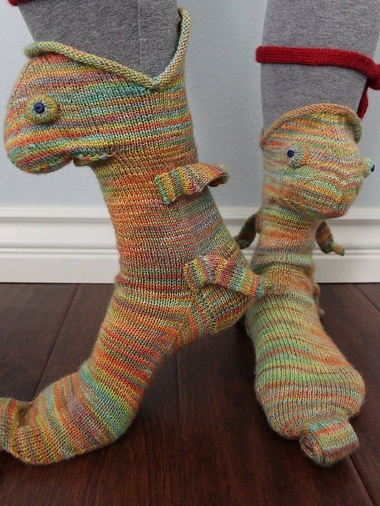 Crew Socks Home Gift Daily Animal Patterned Polyester Knit Casual Warm Elastic 1 Pair for Women