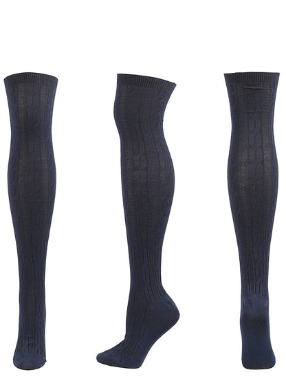 Knee High Socks Home Daily Solid Color Polyester Spandex Basic Classic Warm 1 Pair for Women