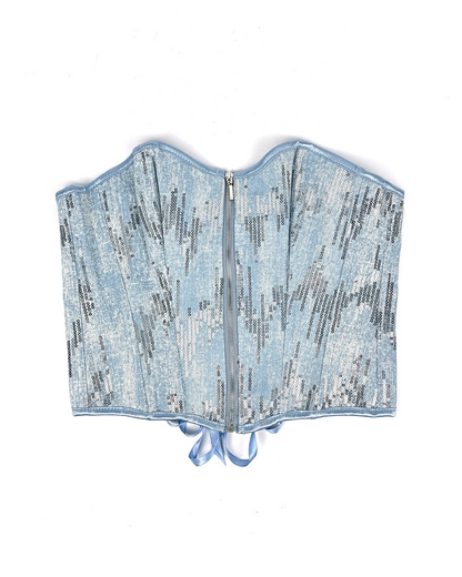 Sequins Denim Corset