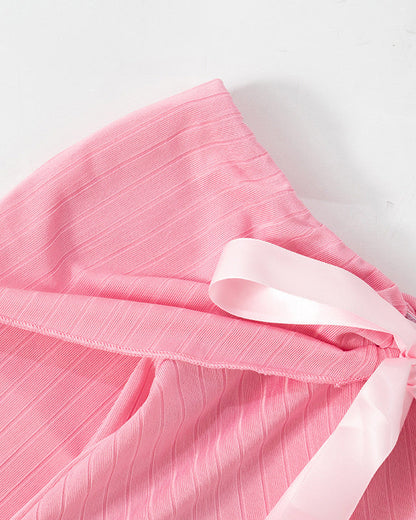 Off-Shoulder Bow Long-Sleeved T-Shirt Top