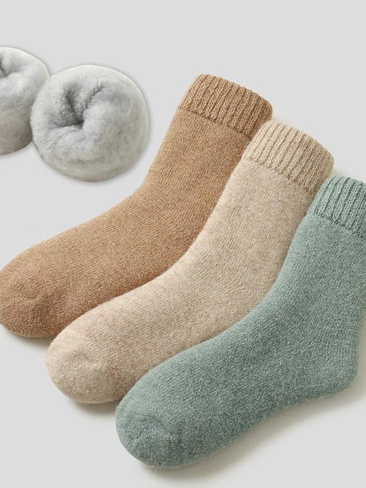Crew Socks Thick Winter Warm Socks Home Office Work Solid Color Wool Spandex Nylon Basic Casual Classic Warm Casual 1 Pair for Women