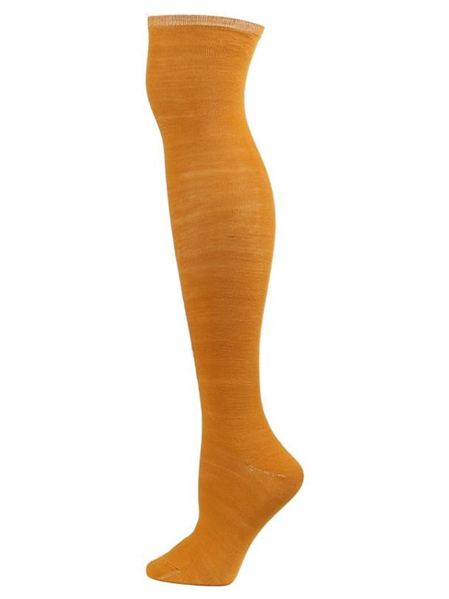 Knee High Socks Outdoor Home Daily Solid Color Polyester Spandex Basic Classic Warm Casual 1 Pair for Women