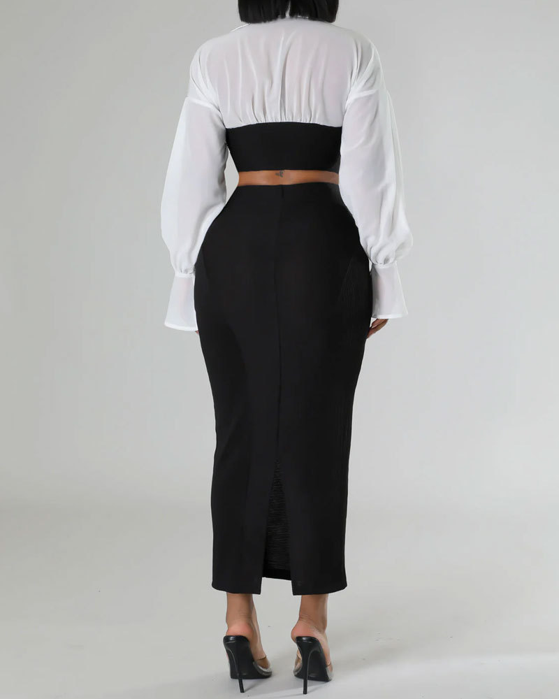 Slim High Waist Skirt Suit