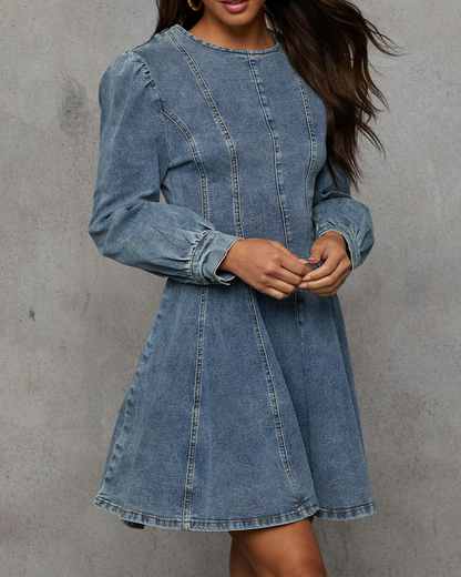 Patchwork Waist Denim Dress