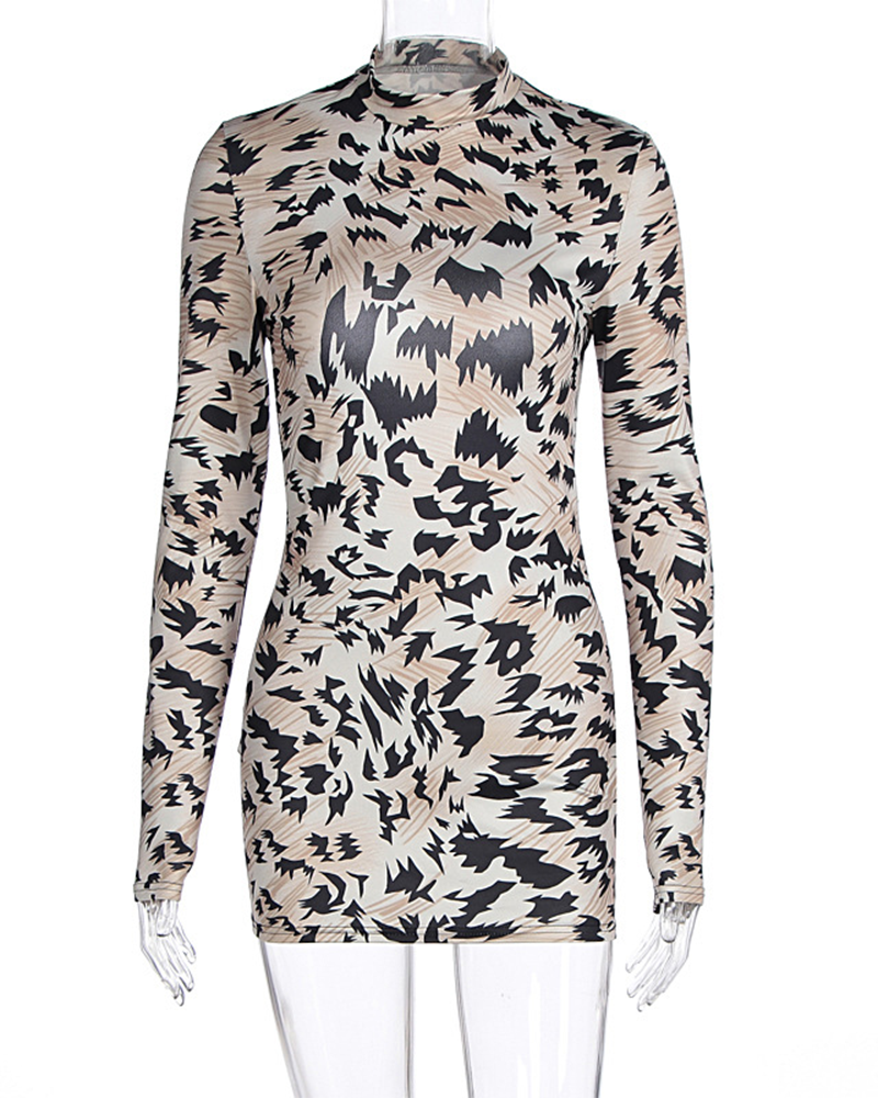 Printed Slim-Fitting Hip Dress