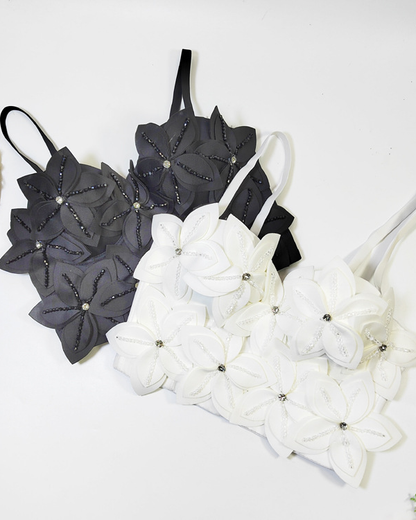 Three-Dimensional Floral Beaded Tube Top