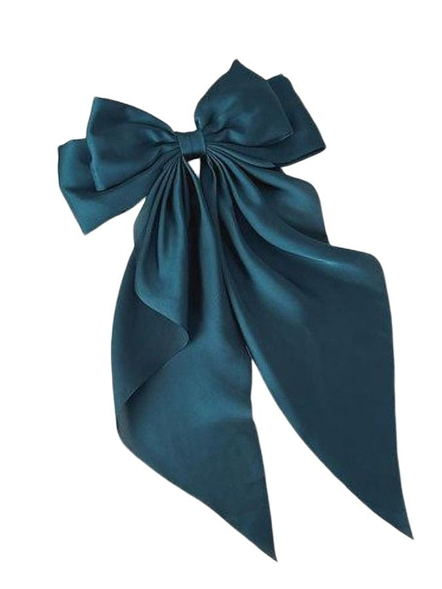 1 PC Big Hair Bows for Women 6 inch Cute Hair Clips Bows Clips for Girls Ribbon Hair Barrettes Satin Polished Bowknot Hair Accessories for Women Ladies for Women